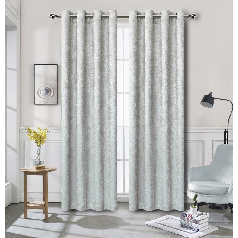 Eruh Semi Sheer Curtain Pair, Silver