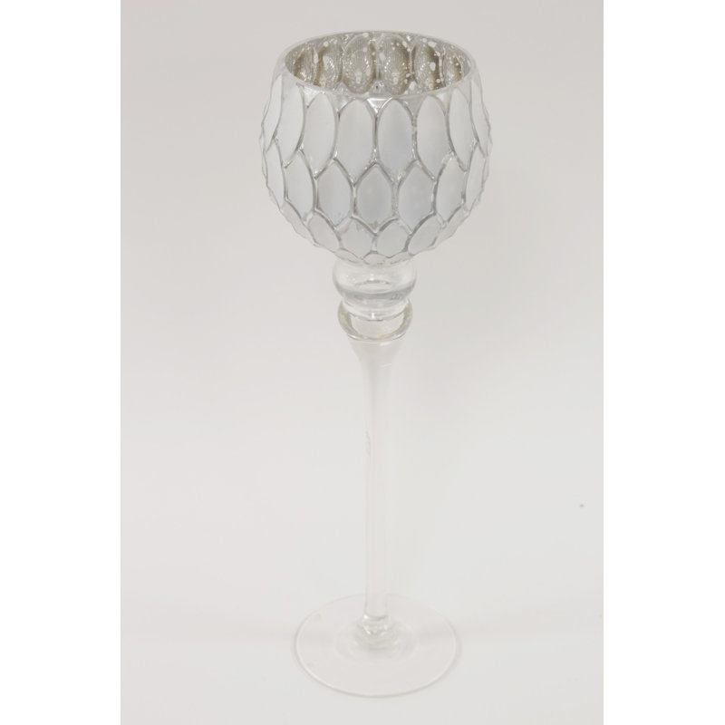 Jugtown Glass Tabletop, 40cm H x 13cm W x 13cm D, Silver/White
