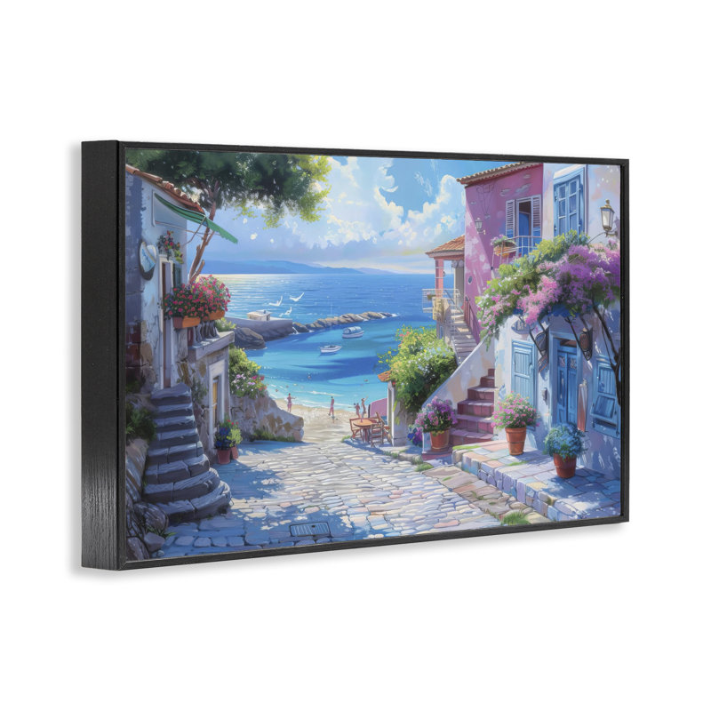 Pavillon de bord de mer, estampe numérique, design par LSR Design Studio, H 12 po x l 18 po, Giclée encadrée noir minuit