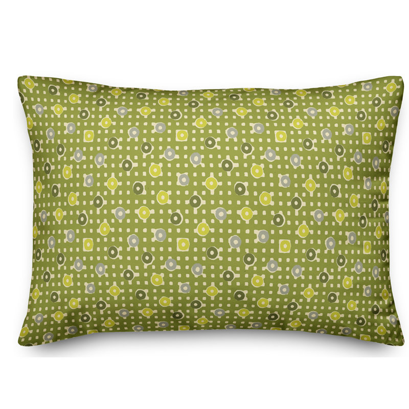  Coussin Dots and Plaid, Vert / Jaune
