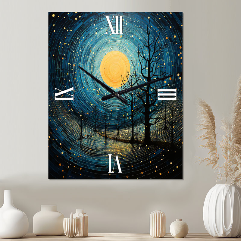 Horloge murale abstraite Blue Minimalisme Moon III, Grand