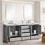 Meuble-lavabo 72 po, meuble-lavabo avec cadre en bois massif, comptoir autoportant avec double cuve gris-47168860