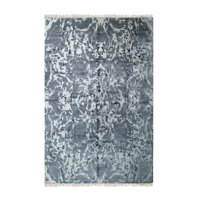 Tapis en laine noué à la main gris moderne Emery 6 pi 0 po x 9 pi 0 po