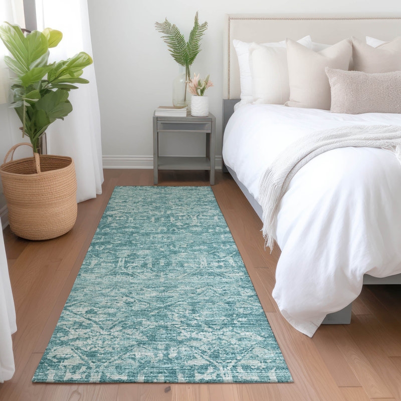 Premium Machine Washable Mayfield AMF40 Oriental Rug, Blue, 2'3" x 7'6" Runner