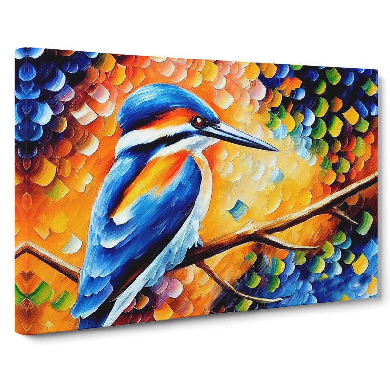Kingfisher Bird Vol.4 Abstract - Wrapped Canvas Painting, 35cm H x 50cm W x 3cm D
