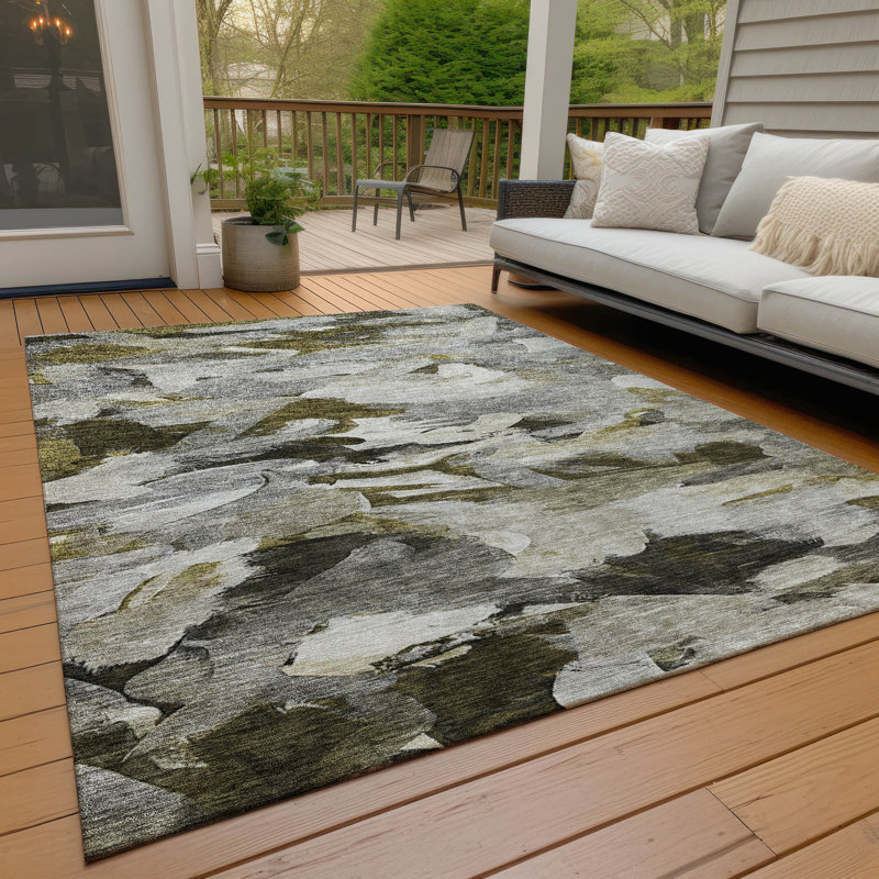 Granite Rectangular Synthetic Washable Non-slip 10' x 14' Area Rug
