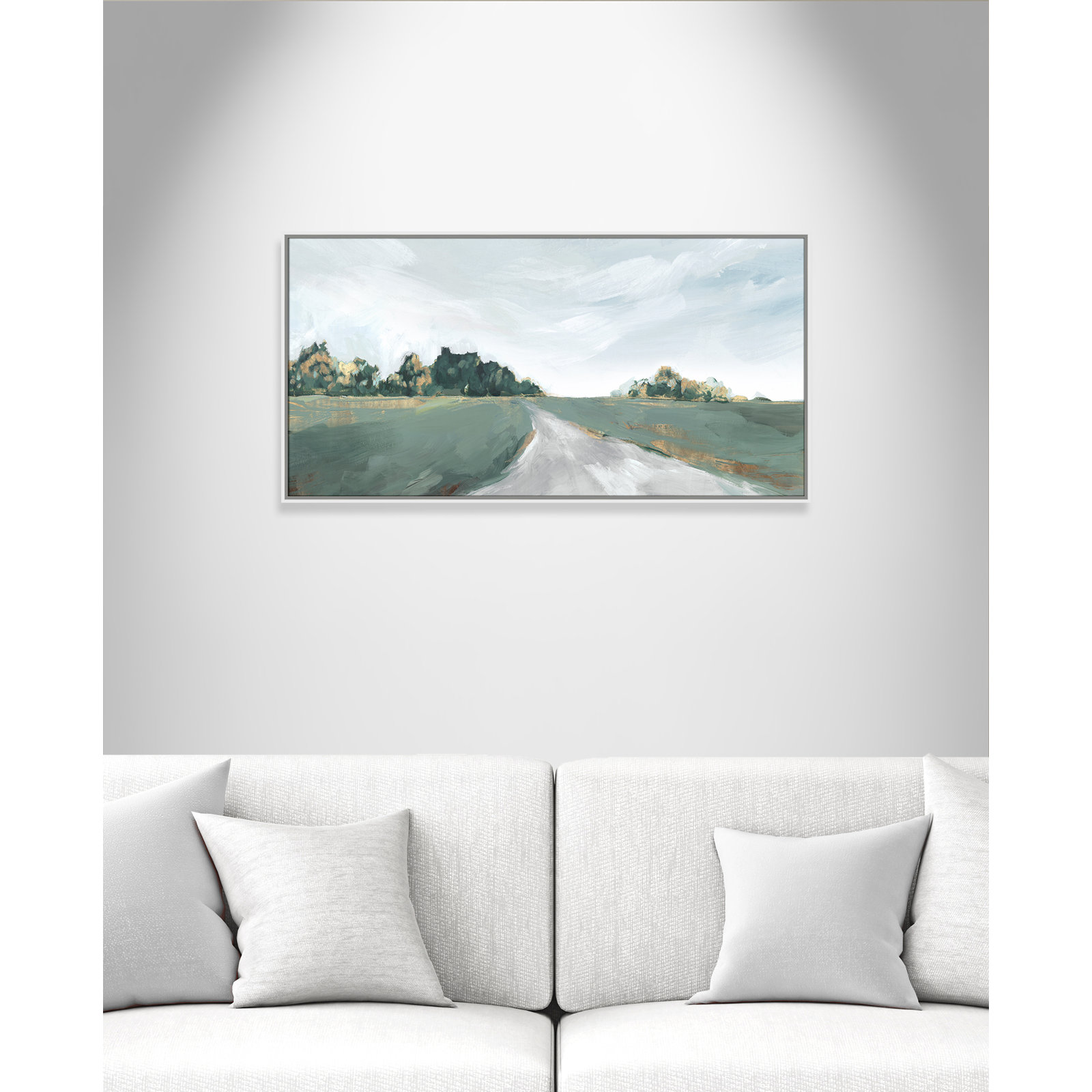 Picture Framed Canvas, 25.5" H x 49.5" W, White