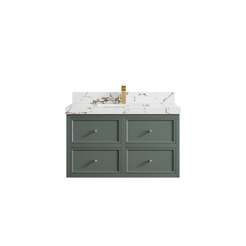 Roswell flottant 36 po X P 22 po De salle de bain simple en étain Quartz brun Viola
