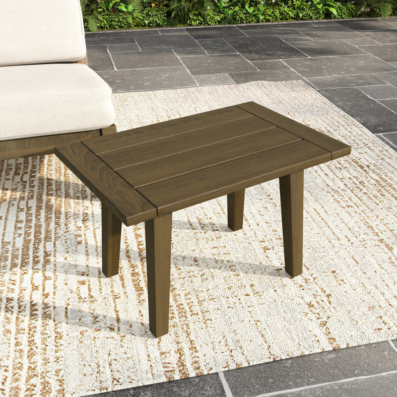 Table d'appoint d'extérieur en bois massif l 19,6 po Polett , Brun