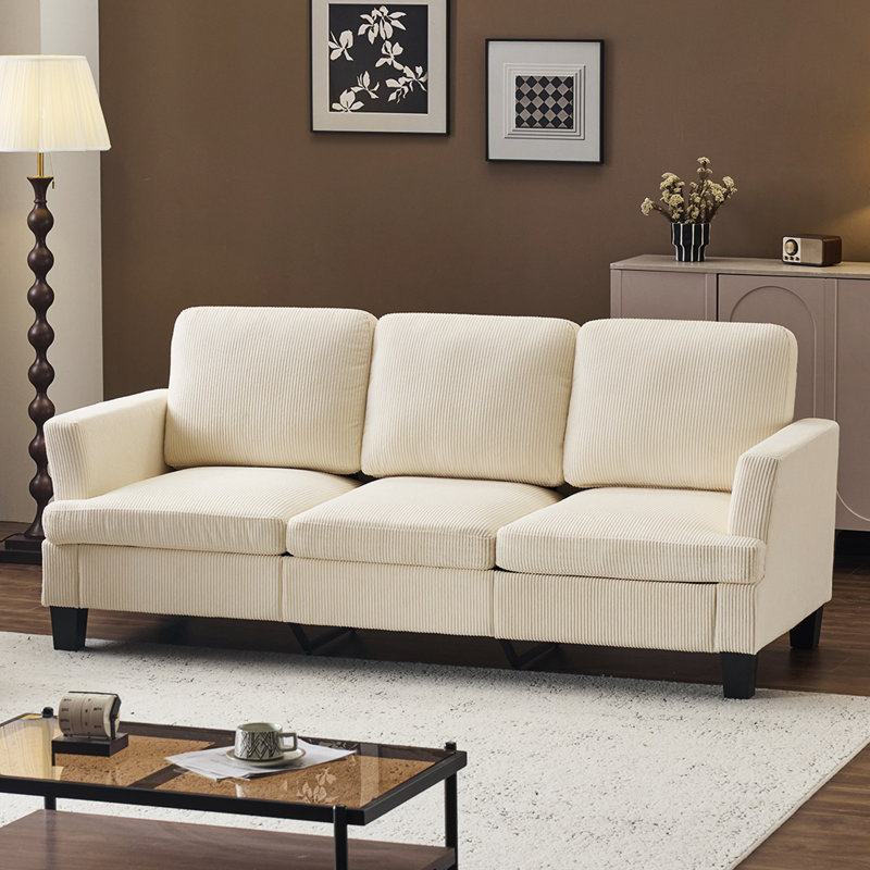 Canapé en daim à accoudoirs carrés 83,5 po, Beige