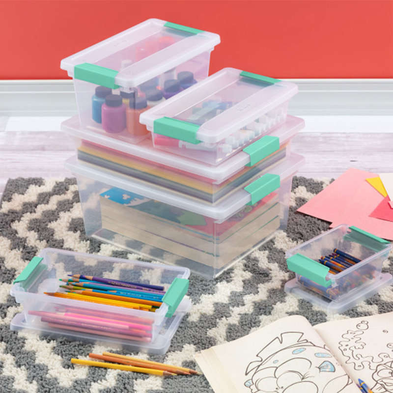 Bac de rangement empilable en plastique avec couvercle transparent Sterilite, 0,8517 pintes, 30
