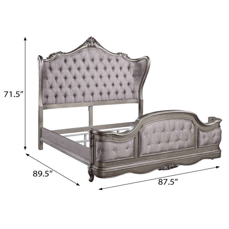 Olander Antique Platinum and Gray Wingback Bed, King