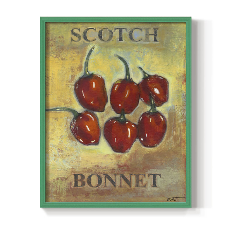 Scotch Bonnet, reproduction encadrée - bois massif, H 21 po x l 17 po, Vert