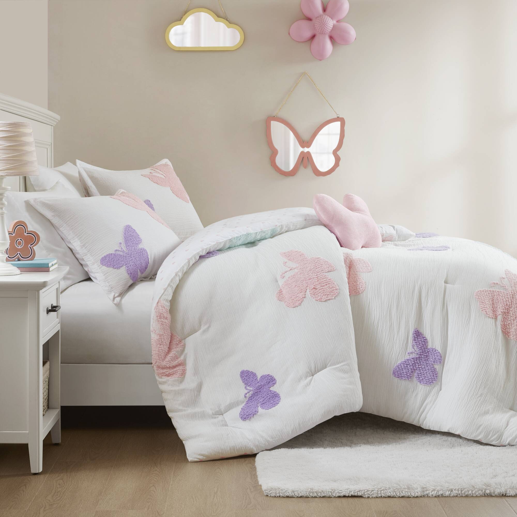 3 Piece Butterfly Comforter Set