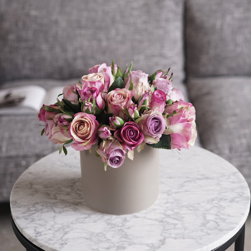 Arrangement floral roses vase, Mauve, Taupe