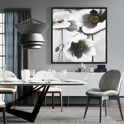 "Fleurs noires et blanches" sur toile