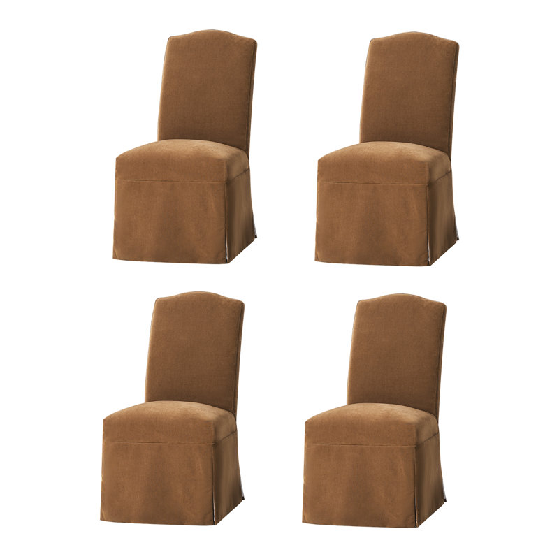 Evansville Transitional 40"Tall Solid Wood Legs Dining Chair With Removable Fabric Slipcover, Caramel