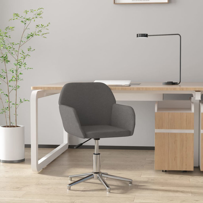 Swivel Office Chair Home Office Desk Chair with Wheels and Arms Fabric, Light Gray