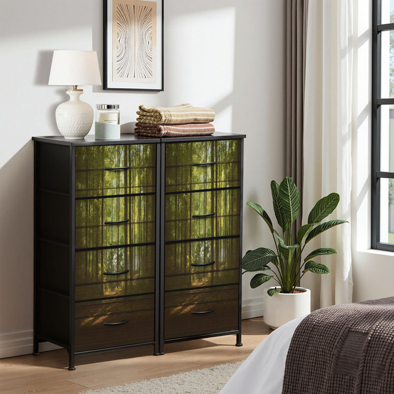 Commode pour commode de chambre à coucher pour garde-robe de sous-bois foncé clair ensoleillé Commodes et commodes de rangement en tissu avec bacs de rangement 4 tiroirs