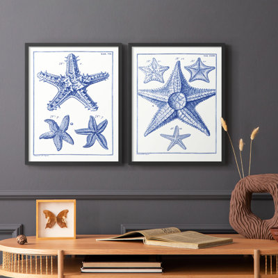 Impression encadrée Blue Sea Stars V-Premium - prête à être accrochée - aucun clou requis - aucun clou requis