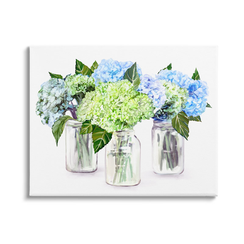 Art mural varié à fleurs sur pot d'hortensia floral par Ziwei Li, H 30 po x l 40 po x P 1,5 po, Toile tendue