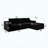 104.3" x 68.9" Modular Sectional Sofa Seat, 2PC Free Combination Black Plush Corduroy Compressed Couch for Living Room, Bedroom, Apartment, No Assembly Required-129030407-129030410