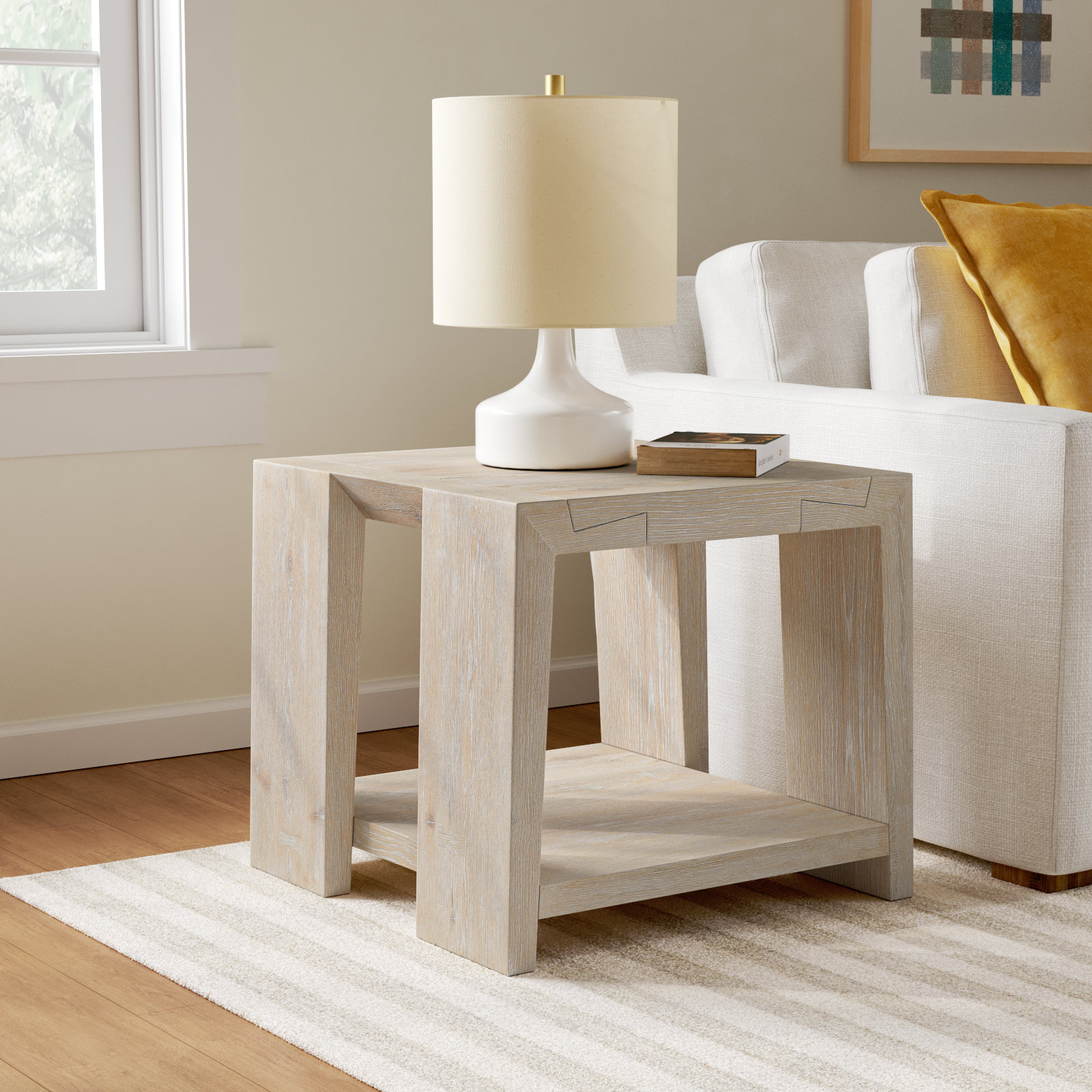 Alena 24" Oak End Table, Tan