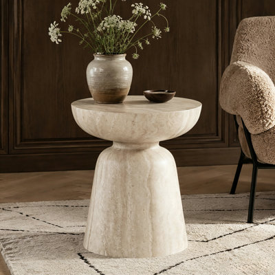 Fiberglass Faux Travertine Side Table