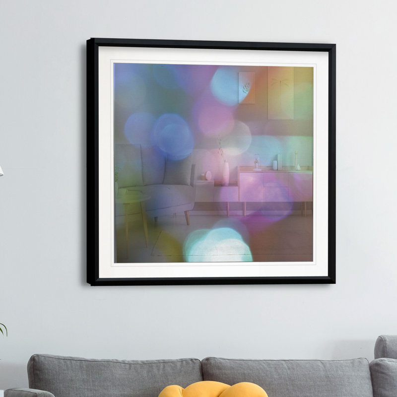 « light effects i », reproduction de peinture à l’huile, H 30,5 po x l 30,5 po x P 1,5 po, Cadre plastique noir