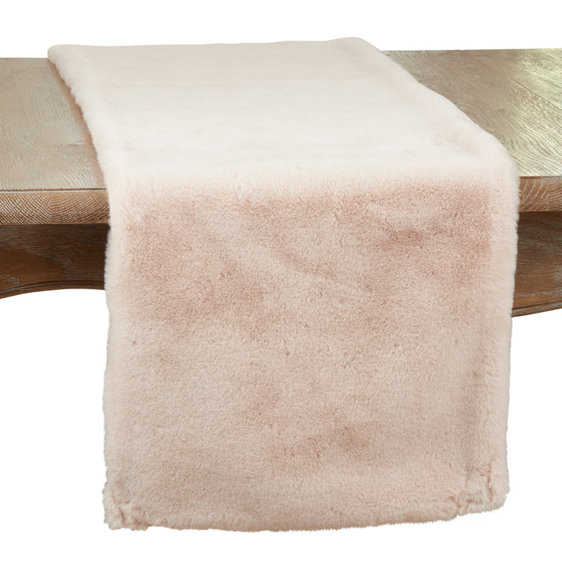 Chemin de table moelleux en fausse fourrure de lapin moderne l 14 po x L 72 po, Gruau