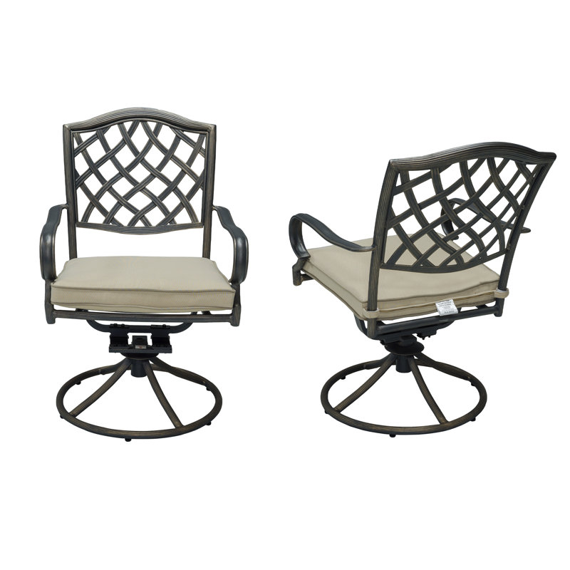 Chaises de bistro d'extérieur pivotantes avec coussin