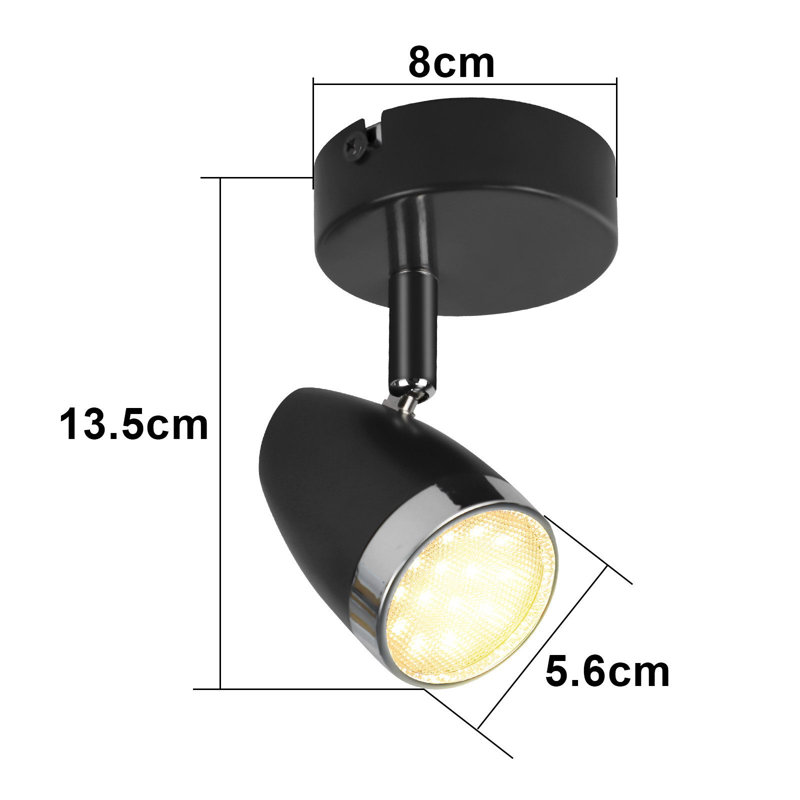 LED ceiling spotlight 1 flames modern 4W warm white 3000K, Black
