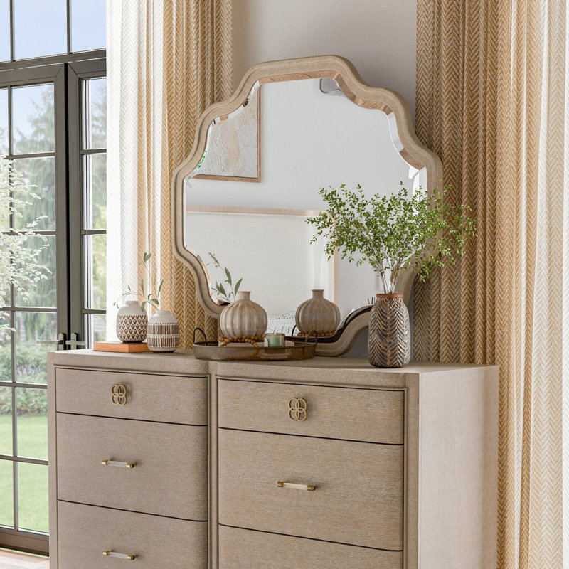 47.4"W Transitional Mirror, Natural Oak