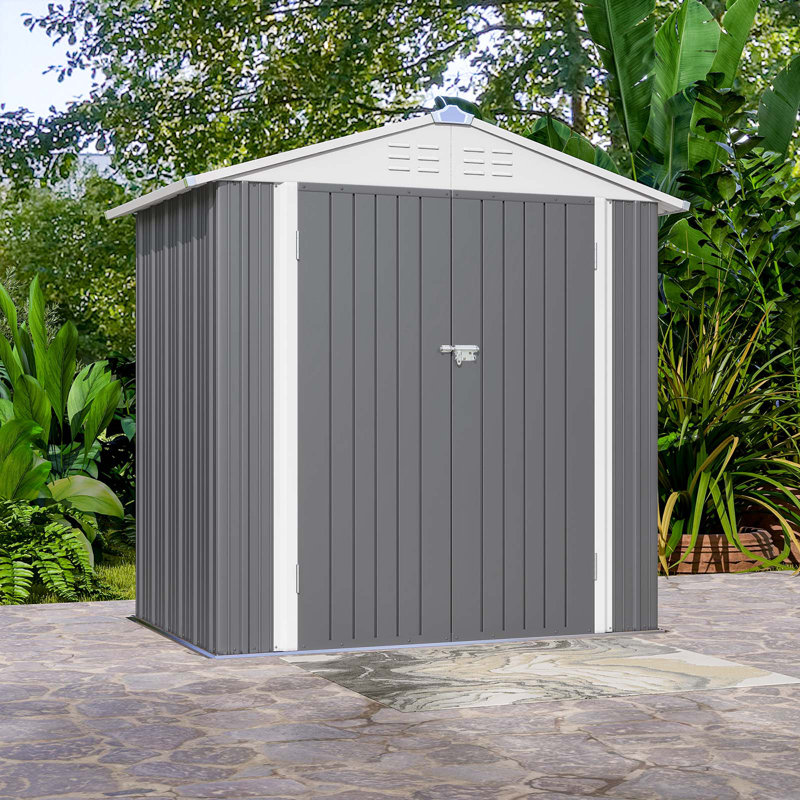 Remise de rangement en métal l 6 pi x P 4 pi, Gris