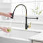 Robinet de cuisine commercial avec pulvérisateur rétractable, robinet d'évier de cuisine à poignée simple