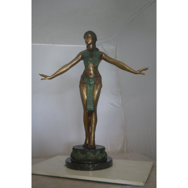 Statue en bronze de la danseuse du ventre Jenkintown - Taille: L 32 po x l 8 po x H 41 po.
