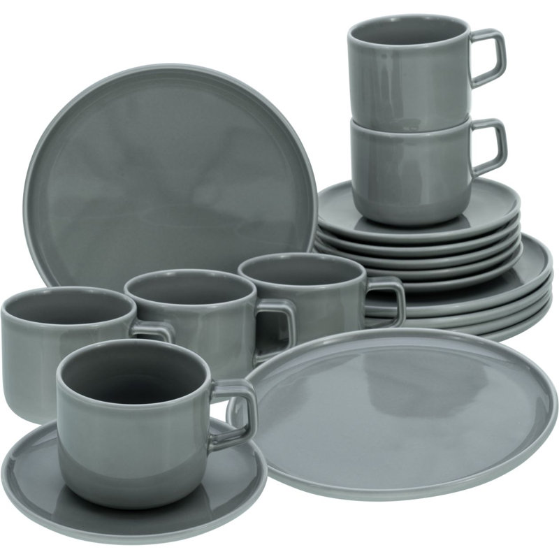 Chef Collection Piece Dinnerware Set - Service for 6, Grey