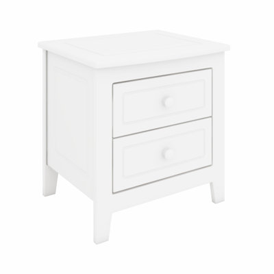2-Drawer Classic Nightstand, Mid Century Retro Bedside Table with Functional Design