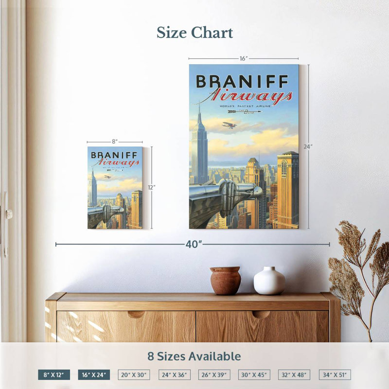 Aime Braniff Airways Empire State, 12" H x 8" W
