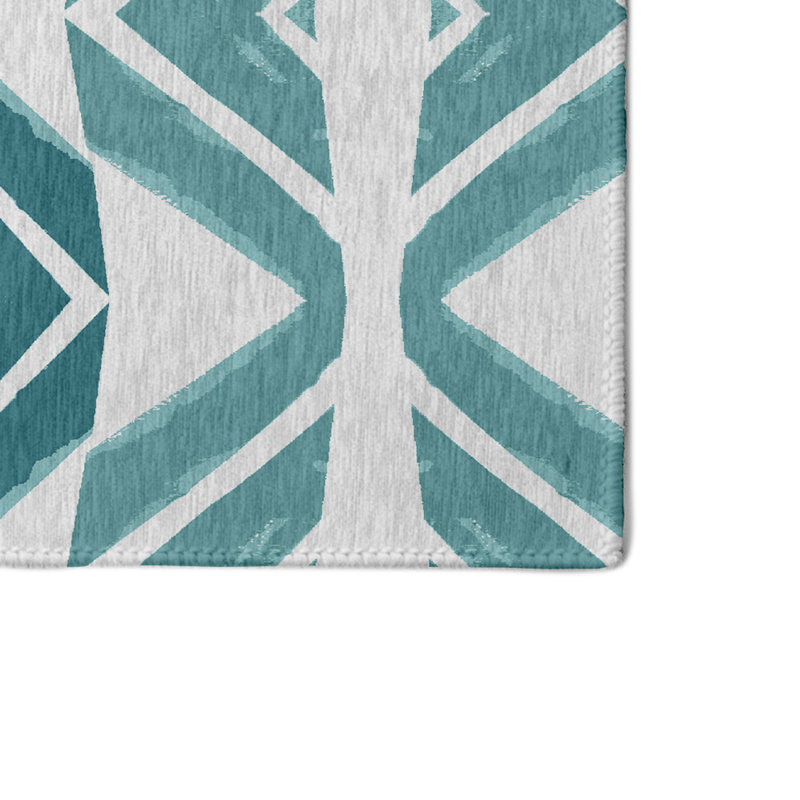 Tapis bleu sarcelle à chevrons, Rectangle 3 pi x 5 pi