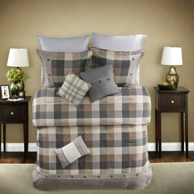Cozy 7-piece Bedding Sets, Polyester Herringbone Farmhouse King