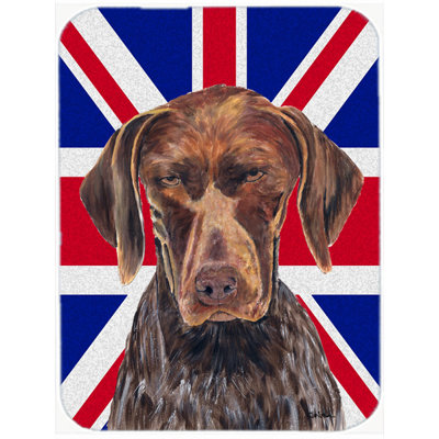 Caroline's Treasures Union Jack German Shorthaired Pointer with English British Flag Glass Cutting Board