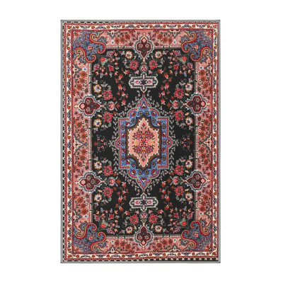 Tapis oriental noir / rouge