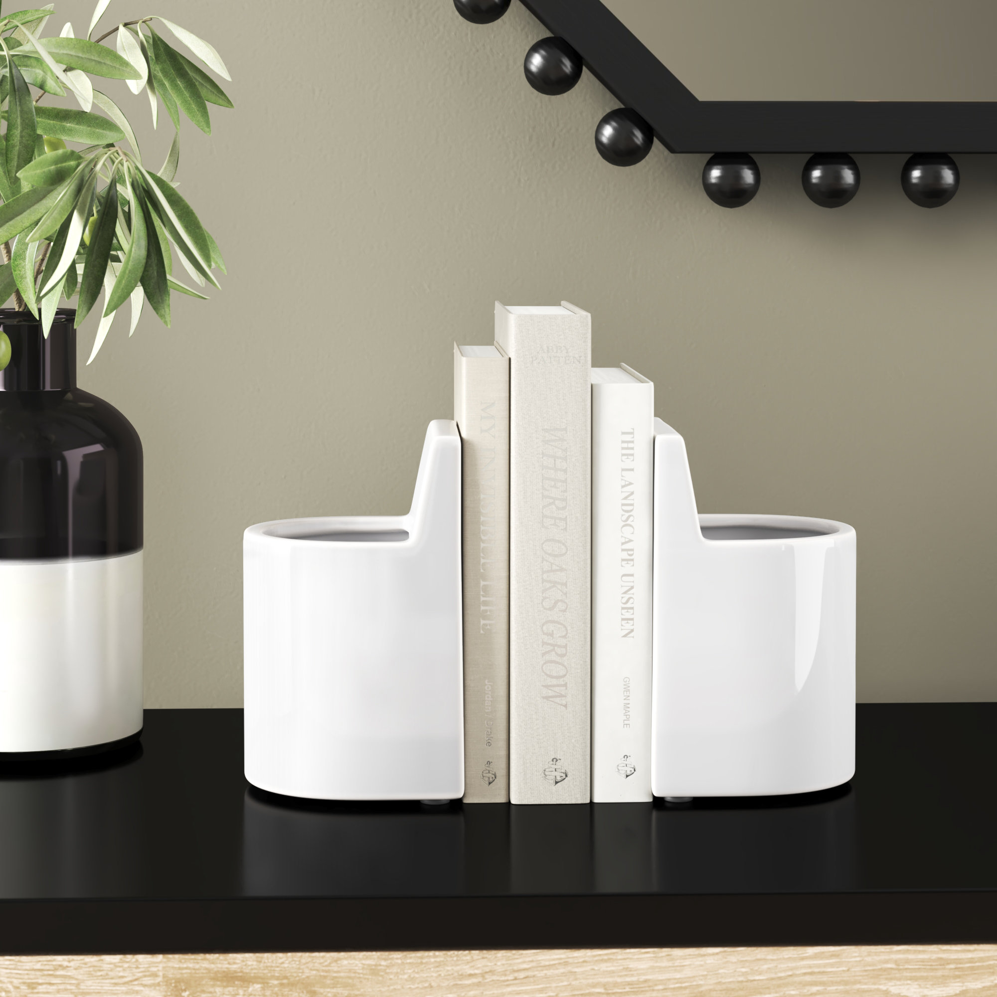 Decorative Pouch Bookends for Versatile Home Decor Accent - Modern Book Ends for Desk Organization and Bookshelf Styling - Set of 2", 6"