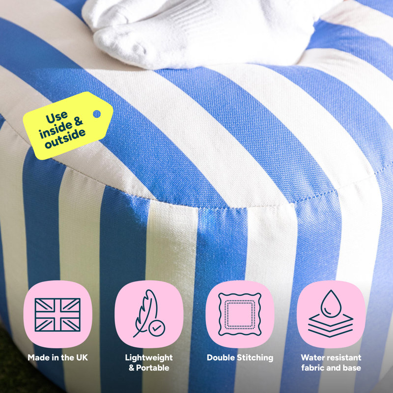 Milano Large Bean Bag Pouffe, Blue Striped