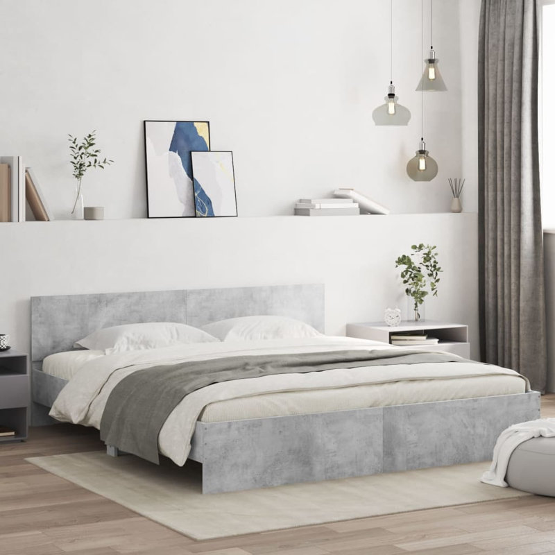 Nobue Bed, Concrete Grey, King ( 160 x 200 cm)