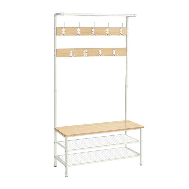 Alora Hall Tree 100cm Wide with Bench and Shoe Storage, Oak/White