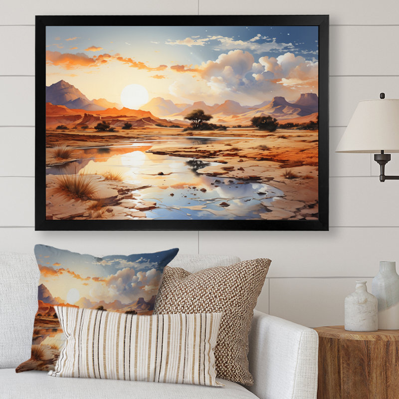 «African Sahara Dreams II», reproduction sur toile, H 16 po x l 32 po x P 1 po, Cadre simple noir