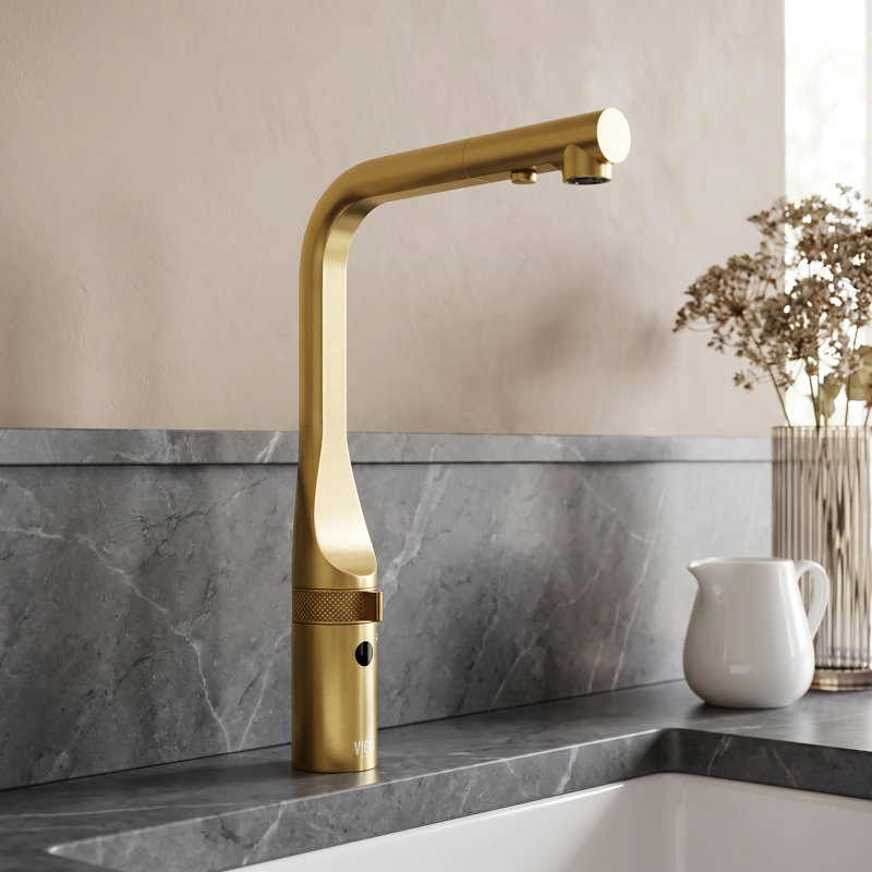 Robinet de cuisine à poignée simple Jewel Touchless, Doré