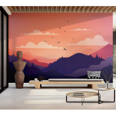 Premium Wallpaper Wall Mural - Mountain Sunset